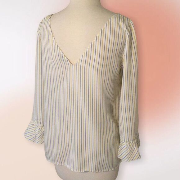 Massimo Dutti‎ Ruffled Sleeve Striped Top Size 4 - Picture 6 of 13